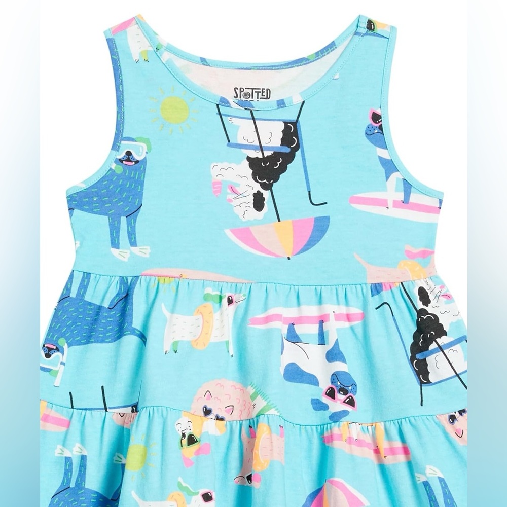 2 Pack Girls Sleeveless Tiered Dresses Large - Picture 3 of 5